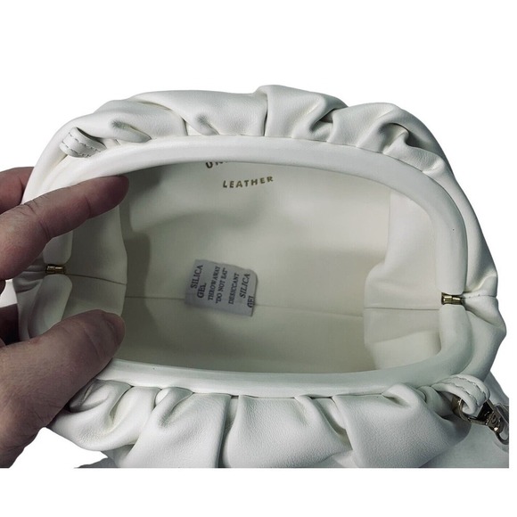 Understated Leather Vegan Crescent Clutch Fringe Handbag Ivory Dustbag NWOT $110 - Picture 8 of 10